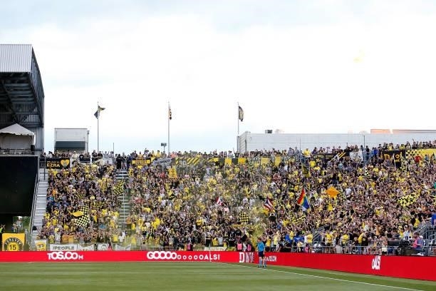 Fans watch as the Columbus Crew take on the Chicago Fire FC on June 19, 2021 in Columbus, Ohio.