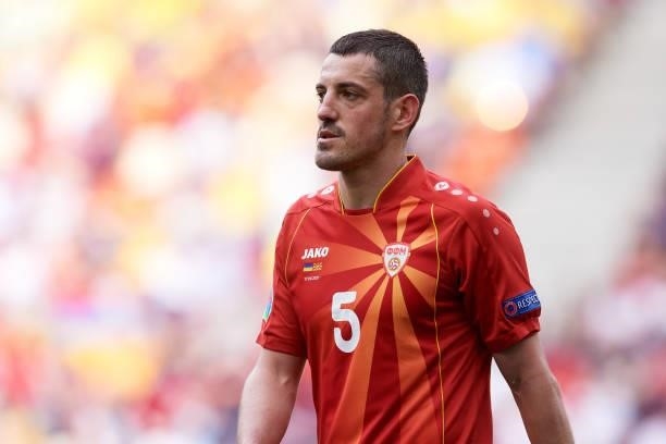 Arijan Ademi of North Macedonia looks on during the UEFA Euro 2020 Championship Group C match between Ukraine and North Macedonia at National Arena...