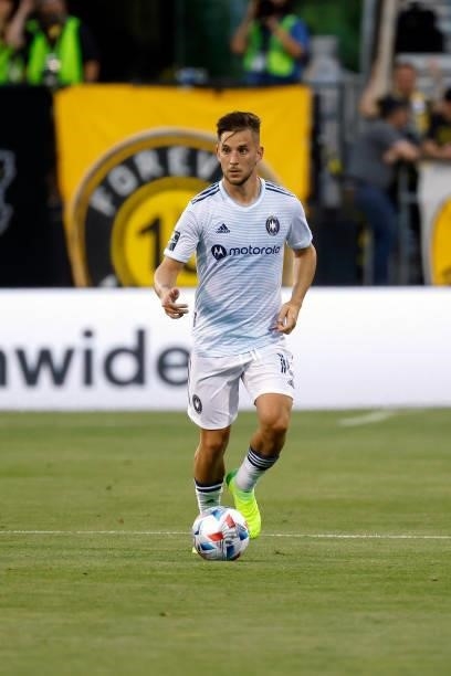 Alvaro Medran of the Chicago Fire FC control of the ball during the match against the Columbus Crew on June 19, 2021 in Columbus, Ohio. Columbus...