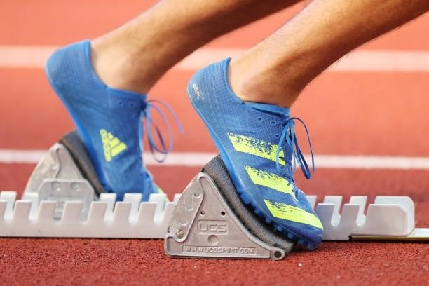 Shoe detail on day 2 of the 2020 U.S. Olympic Track & Field Team Trials at Hayward Field on June 19, 2021 in Eugene, Oregon.