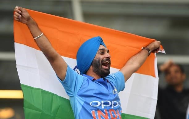 India fan during Day 3 of the ICC World Test Championship Final between India and New Zealand at The Hampshire Bowl on June 20, 2021 in Southampton,...