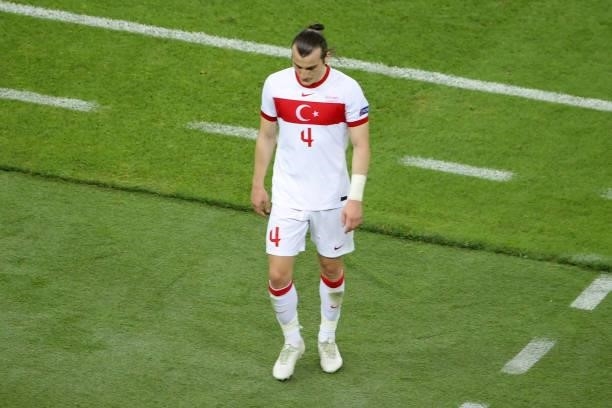 Caglar Soyuncu of Turkey looking disappointed during the UEFA Euro 2020 match between Switzerland and Turkey at Baku Olympic Stadium on June 20, 2021...