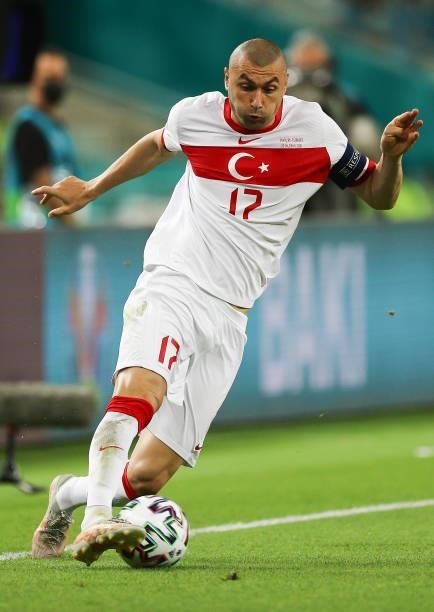 Burak Ylmaz of Turkey control the ball during the UEFA Euro 2020 Championship Group A match between Switzerland and Turkey at Baku Olimpiya Stadionu...