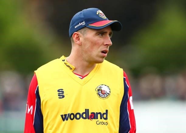 Dan Lawrence of Essex Eagles looks on during the Vitality T20 Blast match between Kent Spitfires and Essex Eagles at The Spitfire Ground on June 20,...