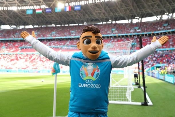 Euro 2020 mascot Skillzy looks on prior to the UEFA Euro 2020 Championship Group F match between Hungary and France at Puskas Arena on June 19, 2021...