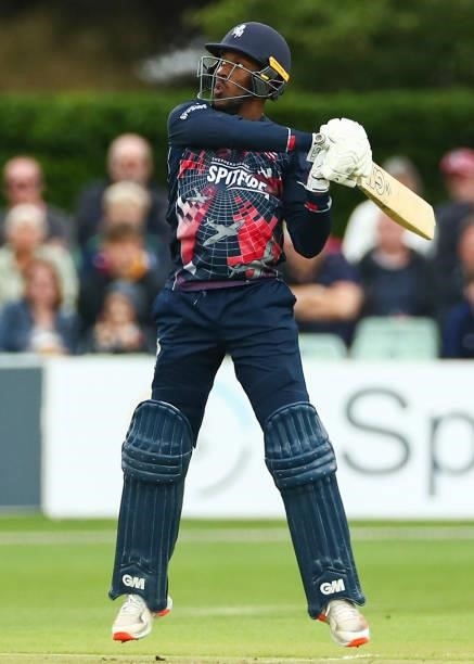 Daniel Bell-Drummond of Kent Spitfires bats during the Vitality T20 Blast match between Kent Spitfires and Essex Eagles at The Spitfire Ground on...