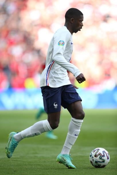 Ousmane Dembele of France runs with the ball during the UEFA Euro 2020 Championship Group F match between Hungary and France at Puskas Arena on June...