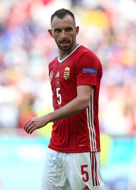 Attila Fiola of Hungary looks on during the UEFA Euro 2020 Championship Group F match between Hungary and France at Puskas Arena on June 19, 2021 in...