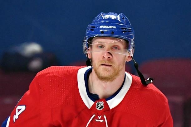 Corey Perry of the Montreal Canadiens warms up prior to Game Four of the Stanley Cup Semifinals against the Vegas Golden Knights of the 2021 Stanley...
