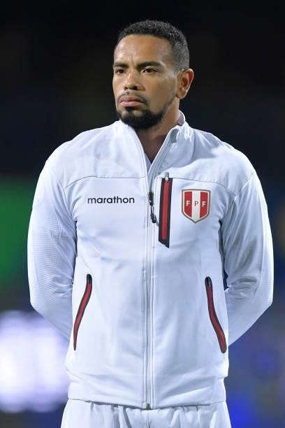 Alexander Callens of Peru looks on before a group match between Colombia and Peru as part of Copa America Brazil 2021 at Estadio Olimpico on June 20,...