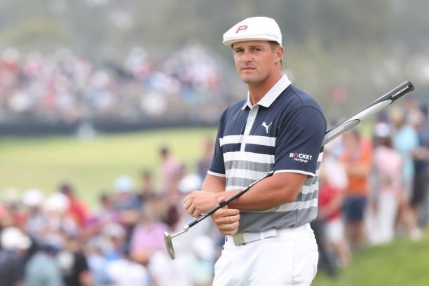 Bryson DeChambeau of the United States waits on the ninth hole during the final round of the 2021 U.S. Open at Torrey Pines Golf Course on June 20,...