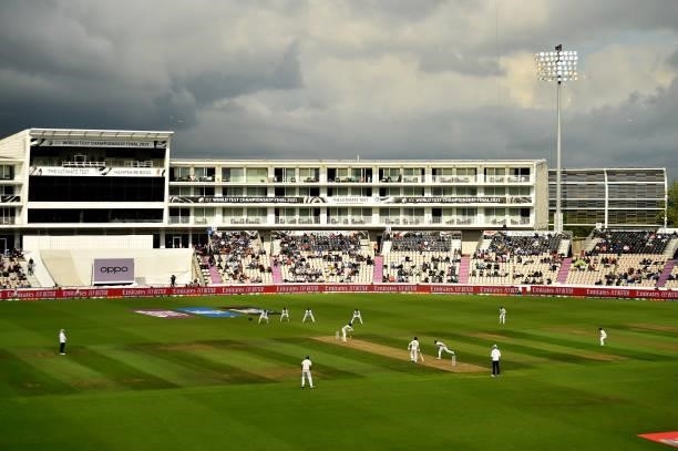 General view of play during Day 3 of the ICC World Test Championship Final between India and New Zealand at The Hampshire Bowl on June 20, 2021 in...