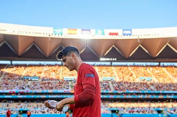 Alvaro Morata of Spain looks on during the UEFA Euro 2020 Championship Group E match between Spain and Poland at Estadio La Cartuja on June 19, 2021...