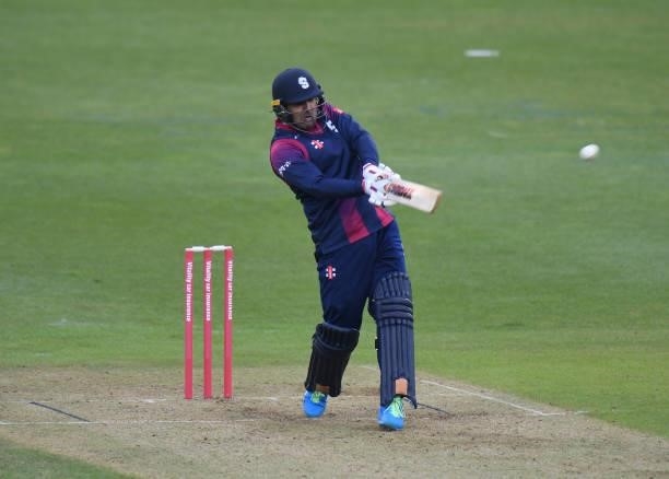 Mohammad Nabi of Steelbacks bats during the Vitality T20 Blast match between Steelbacks and Leicestershire Foxes at The County Ground on June 20,...