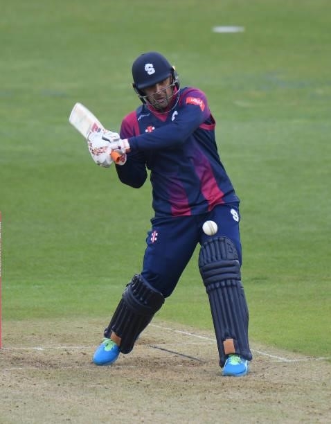 Mohammad Nabi of Steelbacks bats during the Vitality T20 Blast match between Steelbacks and Leicestershire Foxes at The County Ground on June 20,...