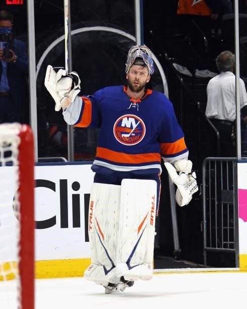 Semyon Varlamov of the New York Islanders is named one of the stars following playing against the Tampa Bay Lightning in Game Four of the Stanley Cup...