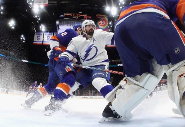 Alex Killorn of the Tampa Bay Lightning skates against the New York Islanders in Game Four of the Stanley Cup Semifinals during the 2021 Stanley Cup...