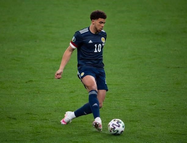 Ché Adams of Scotland in action during the UEFA Euro 2020 Championship Group D match between England and Scotland at Wembley Stadium on June 18, 2021...