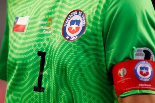 Detail of the jersey of Claudio Bravo goalkeeper of Chile during a group A match between Uruguay and Chile as part of Conmebol Copa America Brazil...