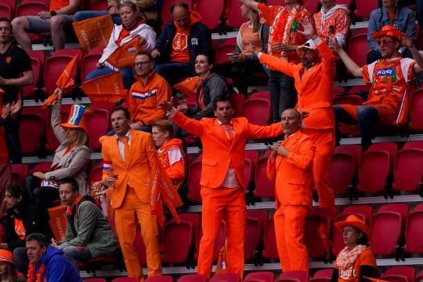 Dutch fans during the UEFA Euro 2020 Championship Group C match between North Macedonia National Team and Netherlands National Team at Johan Cruijff...