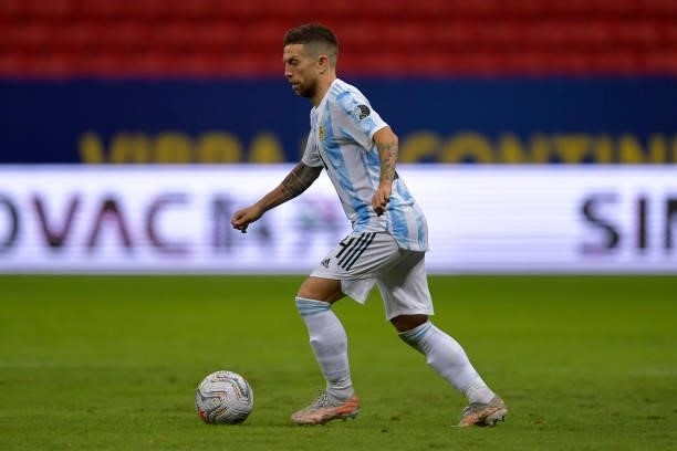 Alejandro Gomez of Argentina controls the ball during a group A match between Argentina and Paraguay as part of Conmebol Copa America Brazil 2021 at...