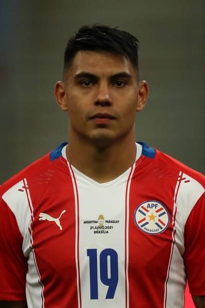 Santiago Arzamendia of Paraguay looks on before a group A match between Argentina and Paraguay as part of Conmebol Copa America Brazil 2021 at Mane...