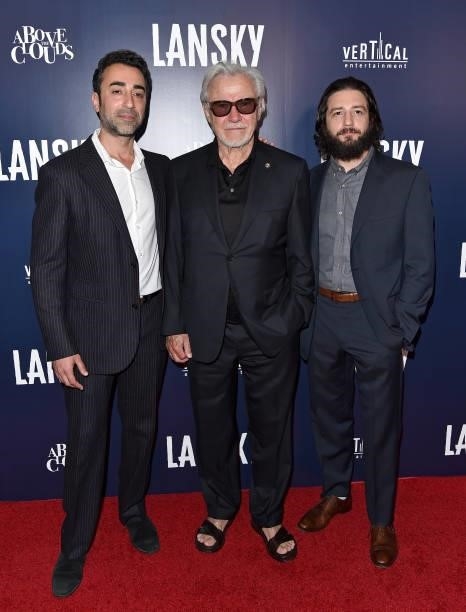 Eytan Rockaway, Harvey Keitel, and John Magaro attend the Los Angeles Premiere of "Lansky