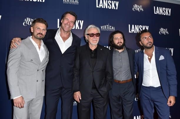 David Cade, David James Elliott, Eytan Rockaway, Harvey Keitel, John Magaro, and Danny A. Abeckaser attend the Los Angeles Premiere of "Lansky