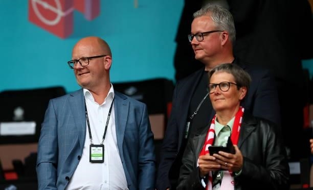 Jesper Møller Christensen, President of the Danish Football Association is seen during the UEFA Euro 2020 Championship Group B match between Russia...