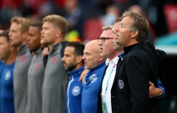 Kasper Hjulmand, Head Coach of Denmark looks the UEFA Euro 2020 Championship Group B match between Russia and Denmark at Parken Stadium on June 21,...