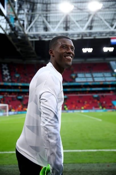 Georginio Wijnaldum of Netherlands smiles after the match during the UEFA Euro 2020 Championship Group C match between North Macedonia and The...