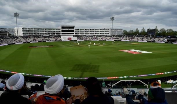 General view of play during Day 5 of the ICC World Test Championship Final between India and New Zealand at The Ageas Bowl on June 22, 2021 in...
