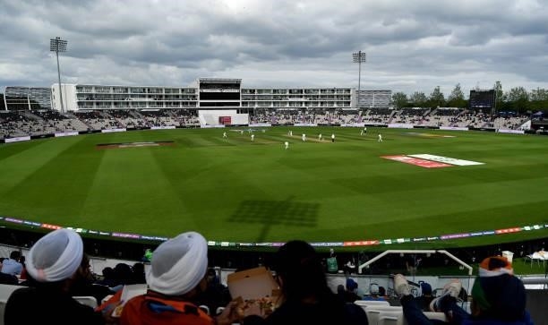 General view of play during Day 5 of the ICC World Test Championship Final between India and New Zealand at The Ageas Bowl on June 22, 2021 in...