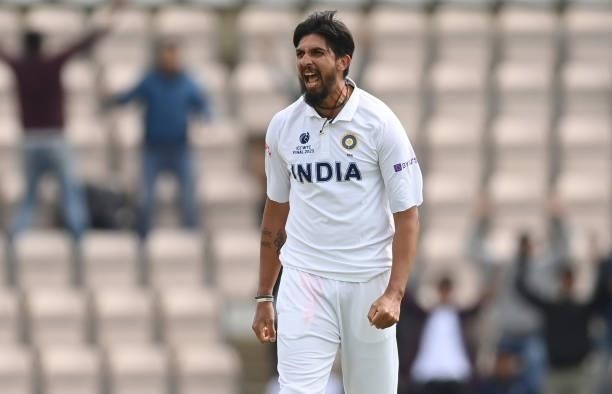 Ishant Sharma of India celebrates after dismissing Kane Williamson during Day 5 of the ICC World Test Championship Final between India and New...