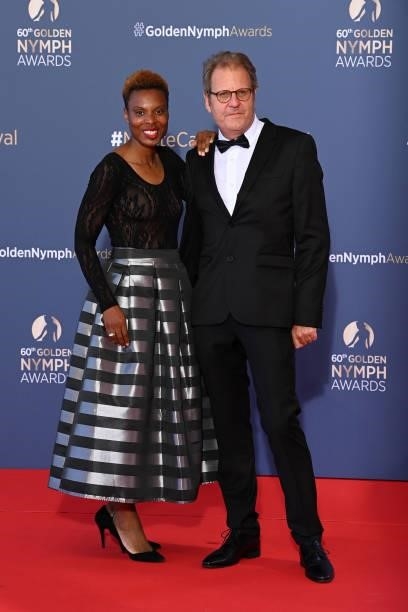 Sylvie Makela and Stephane Goel arrive at the closing ceremony of the 60th Monte Carlo TV Festival on June 22, 2021 in Monte-Carlo, Monaco.