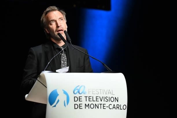 Mans Marlind speaks on stage during the closing ceremony of the 60th Monte Carlo TV Festival on June 22, 2021 in Monte-Carlo, Monaco.
