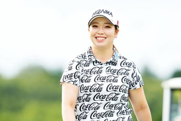 Miyu Goto of Japan walks on the 18th hole during the second round of the JLPGA Pro Test at Shizu Hills Country Club on June 23, 2021 in Hitachiomiya,...
