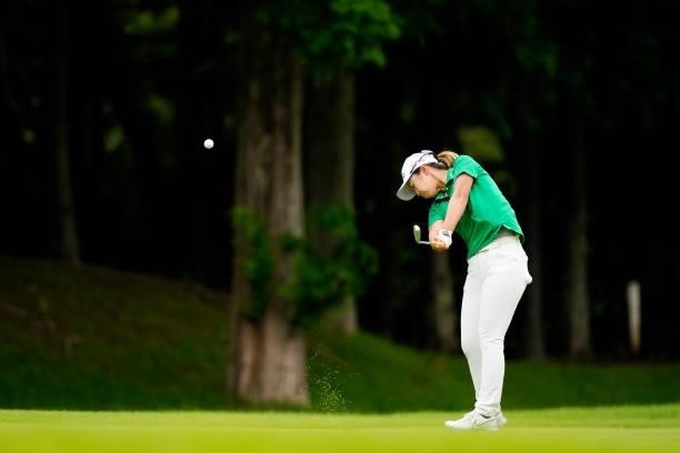 Nanako Ueno of Japan plays her second shot on the 11th hole during the second round of the JLPGA Pro Test at Shizu Hills Country Club on June 23,...