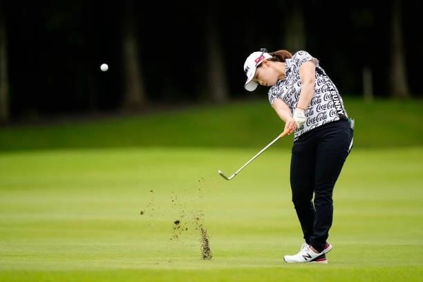 Miyu Goto of Japan plays her second shot on the 11th hole during the second round of the JLPGA Pro Test at Shizu Hills Country Club on June 23, 2021...