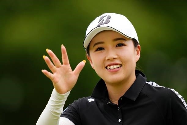 Moeno Tan of Japan smiles during the second round of the JLPGA Pro Test at Shizu Hills Country Club on June 23, 2021 in Hitachiomiya, Ibaraki, Japan.