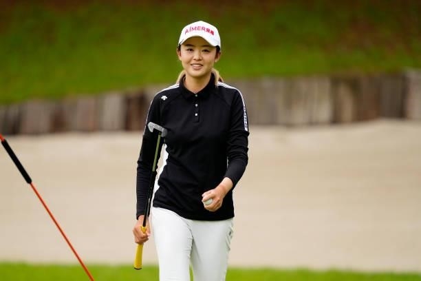 Simin Feng of China walks off the 6th green during the second round of the JLPGA Pro Test at Shizu Hills Country Club on June 23, 2021 in...