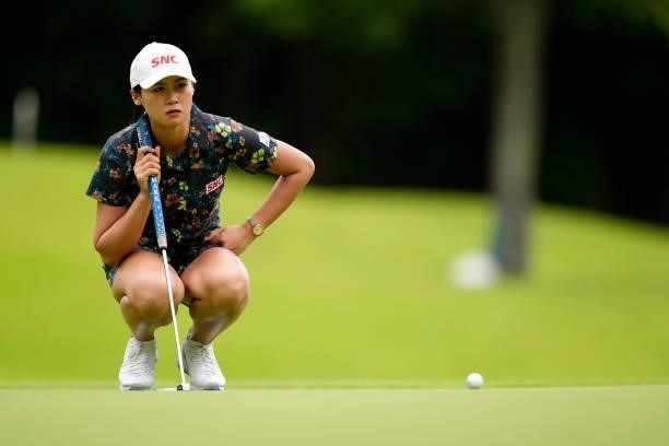 Nook Sukapan of Thailand prepares to putt on the 6th hole during the second round of the JLPGA Pro Test at Shizu Hills Country Club on June 23, 2021...