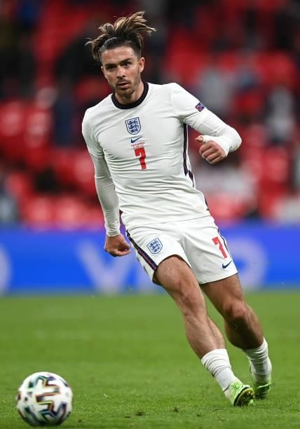Jack Grealish of England runs with the ball during the UEFA Euro 2020 Championship Group D match between Czech Republic and England at Wembley...
