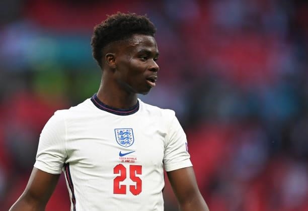 Bukayo Saka of England looks on during the UEFA Euro 2020 Championship Group D match between Czech Republic and England at Wembley Stadium on June...