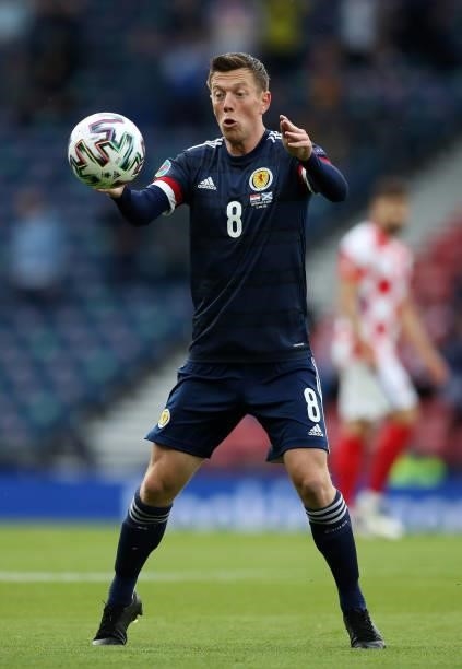 Callum Mcgregor of Scotland in action during the UEFA Euro 2020 Championship Group D match between Croatia and Scotland at Hampden Park on June 22,...