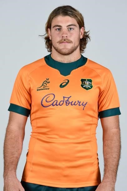 Fraser McReight poses during the Australian Wallabies team headshots session on June 23, 2021 in Coomera, Australia.