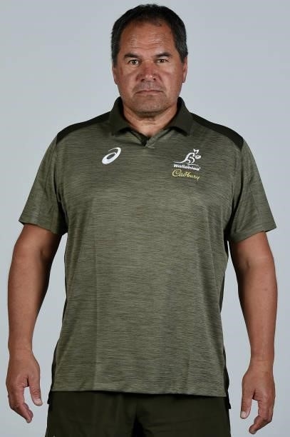 Head Coach Dave Rennie poses during the Australian Wallabies team headshots session on June 23, 2021 in Coomera, Australia.