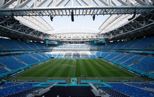General view inside the stadium prior to the UEFA Euro 2020 Championship Group E match between Sweden and Poland at Saint Petersburg Stadium on June...