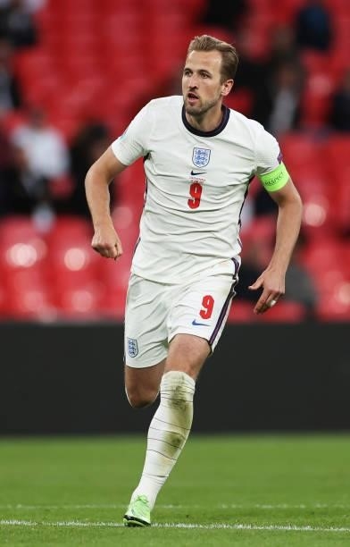 Harry Kane of England looks on during the UEFA Euro 2020 Championship Group D match between Czech Republic and England at Wembley Stadium on June 22,...