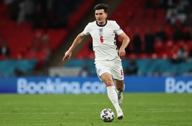 Harry Maguire of England runs with the ball during the UEFA Euro 2020 Championship Group D match between Czech Republic and England at Wembley...